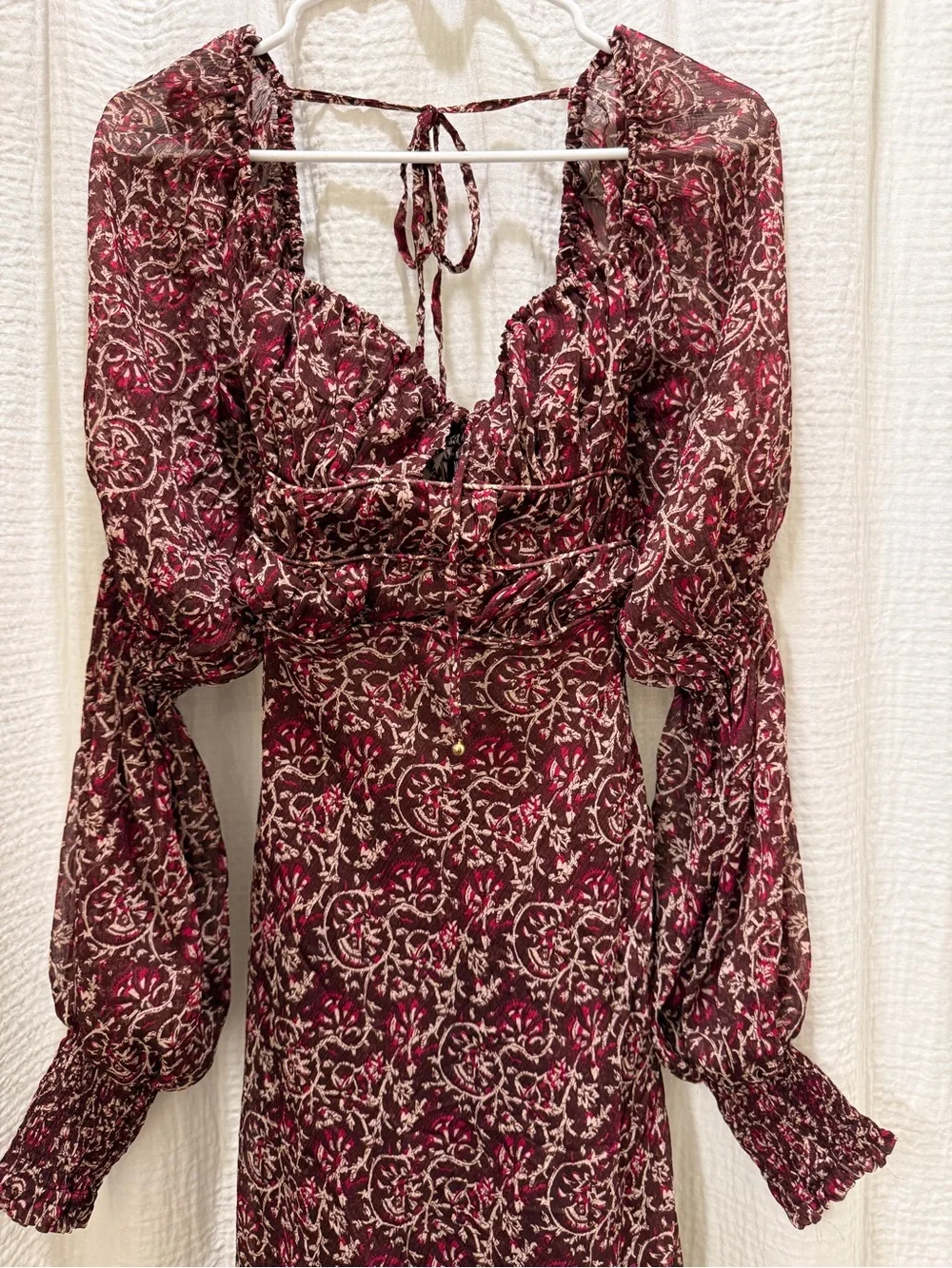 NWT Free People Aglow Midi Dress Chocolate Burgundy Boho Floral Size XS
